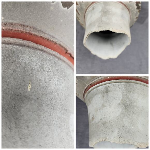 Vintage John Natale Raku Pottery Vase with Stand Riser Gray Rust Abstract Rustic - Picture 8 of 11